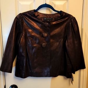 INC Leather Metallic Brown Jacket New Size M